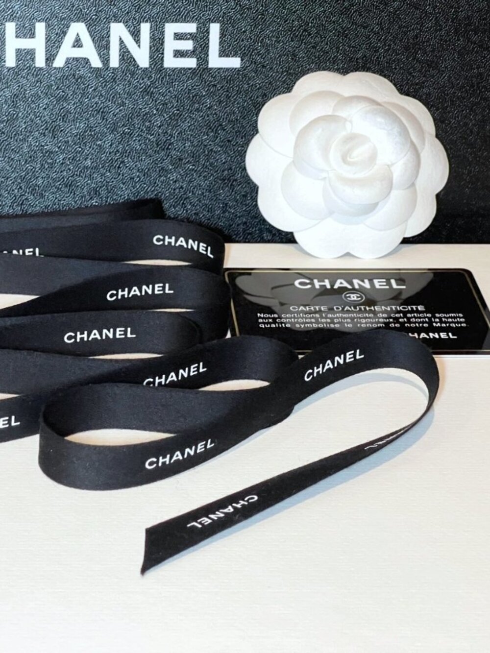 Chanel Classic Black Gift Wrap Ribbon Per 3 Yards